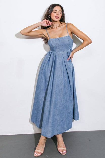 A washed denim midi dress - ID20973: LIGHT INDIGO / Contemporary / M