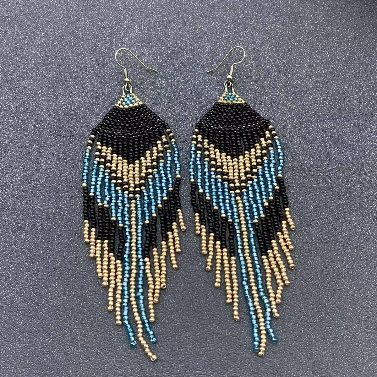 Bohemian Seed Beads Fringe Earrings - BJ/SB