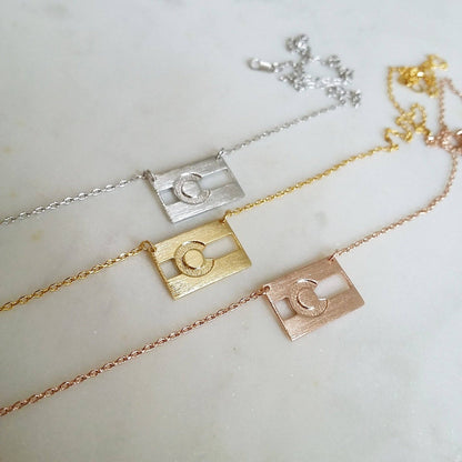 Colorado Flag Necklace: Rose Gold