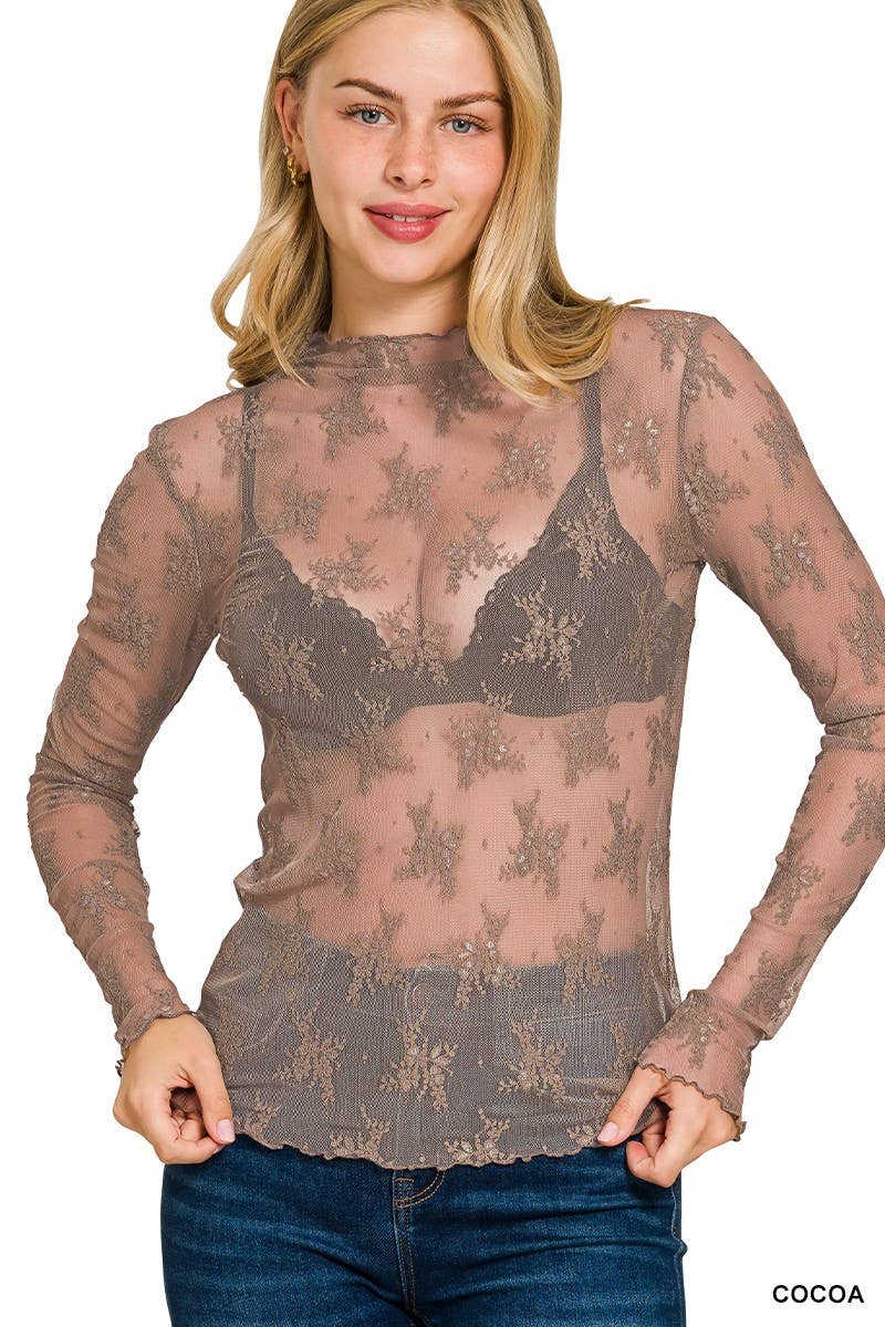 Lace See-through Layering Top: LT ROSE / 2-2-2 (S-M-L)