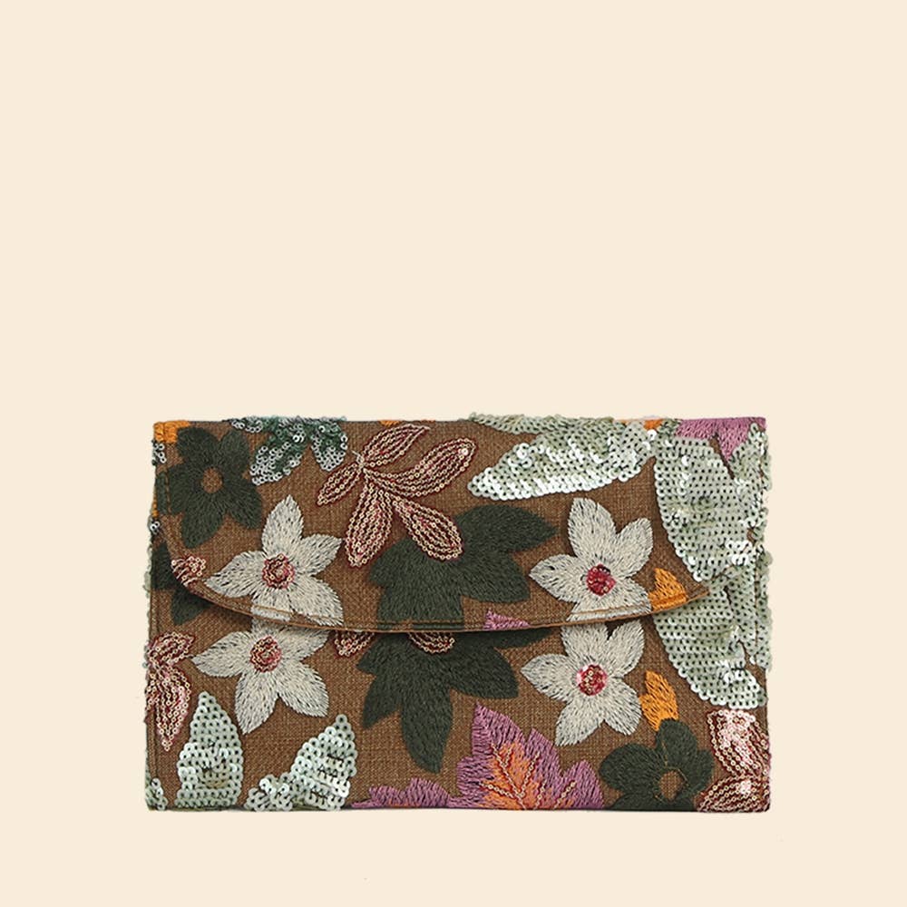Floral Sequin Clutch