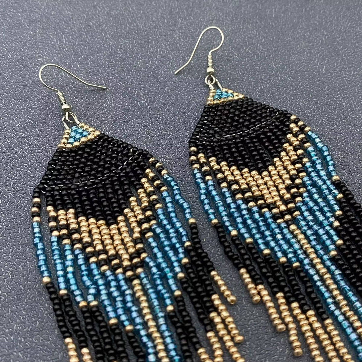 Bohemian Seed Beads Fringe Earrings - BJ/SB