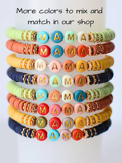 Multi-Colored MAMA Stretch Bracelet – Navy
