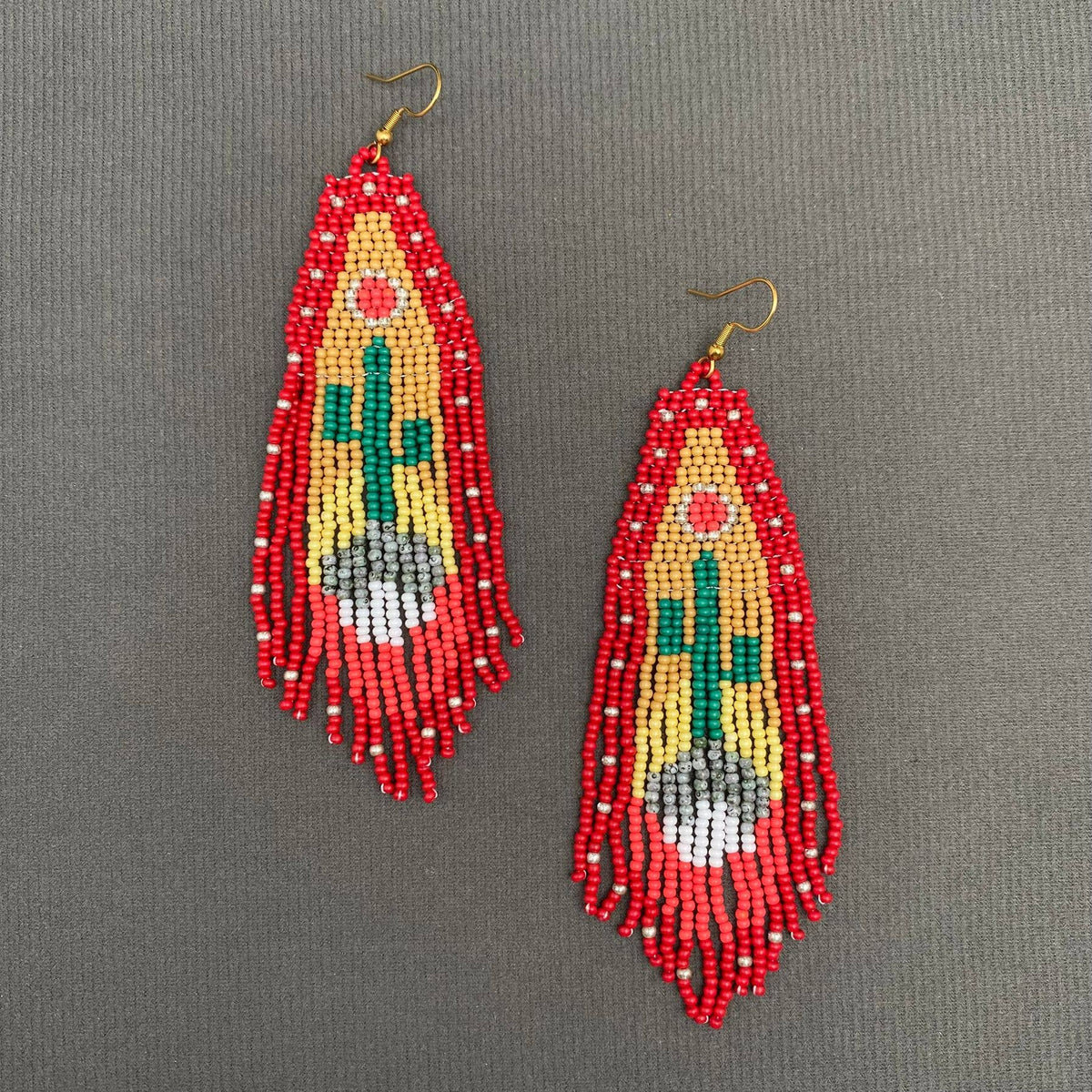 Western style Cactus Seed Beads Tassel Earrings - WJ/SB