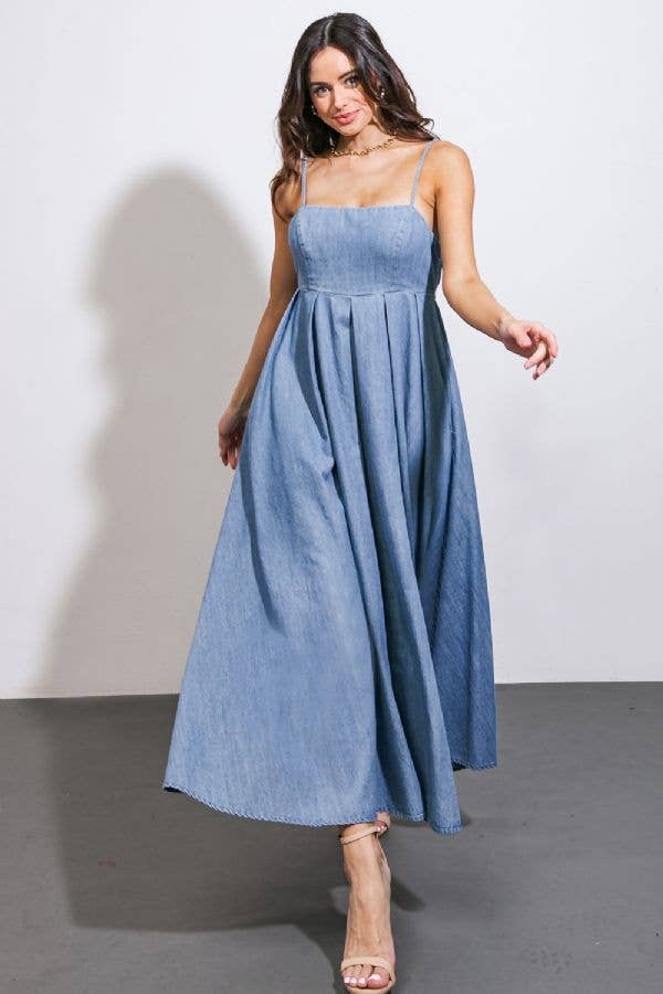 A washed denim midi dress - ID20973: LIGHT INDIGO / Contemporary / S