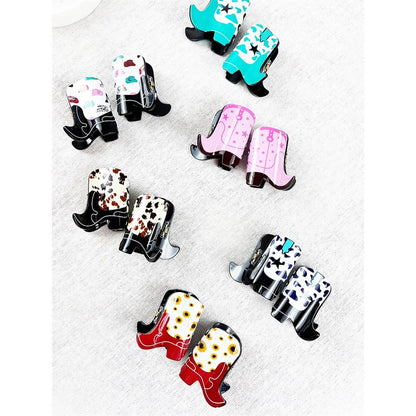 Mini Cowboy Boot Hair Claw Clip: MIX COLOR / ONE(12)