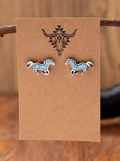 Turquoise Animals - Stud Earrings: Horse