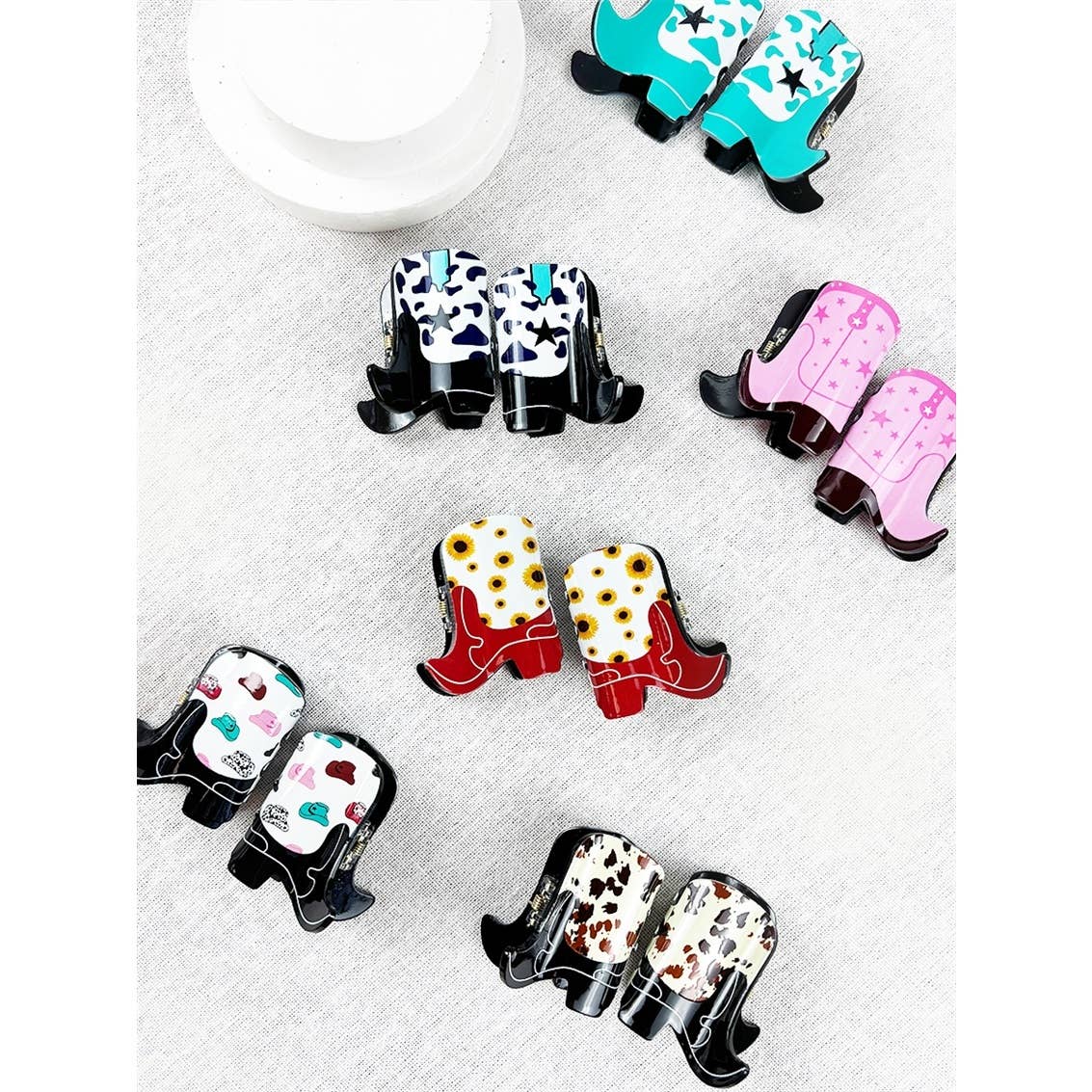 Mini Cowboy Boot Hair Claw Clip: MIX COLOR / ONE(12)