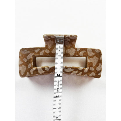 Leopard Flocked Velvet Rectangle Claw Clip: MIX COLOR / ONE(12)