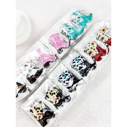 Mini Cowboy Boot Hair Claw Clip: MIX COLOR / ONE(12)