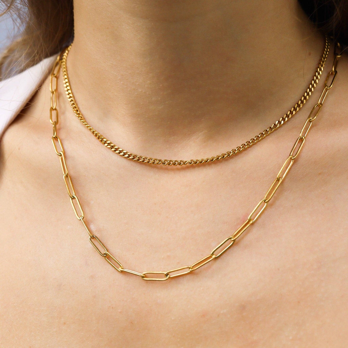 Layered Horizon Paperclip Necklace