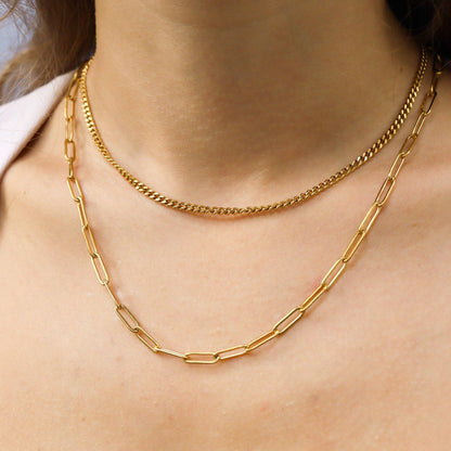 Layered Horizon Paperclip Necklace