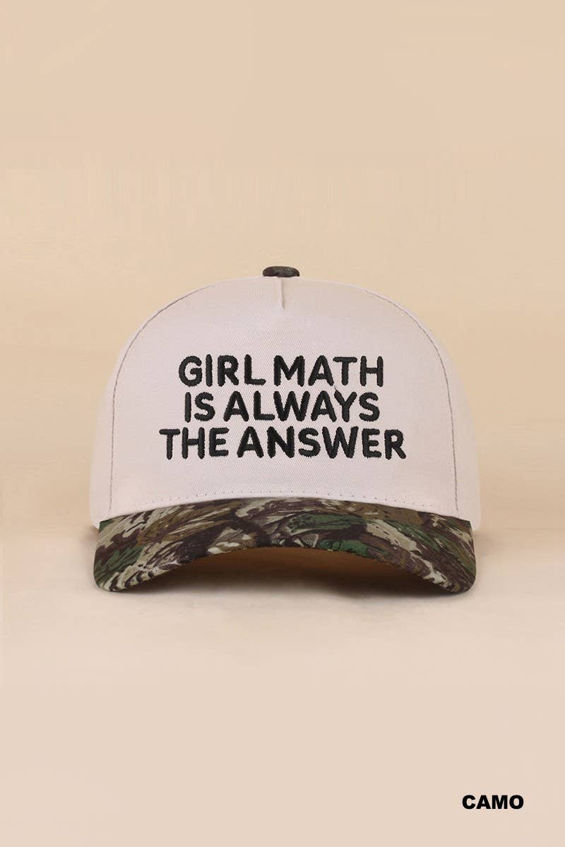 Girl Math Is Always The Answer Two Tone Snapback Hat: COW / 1(ONE SIZE)