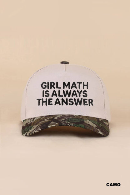 Girl Math Is Always The Answer Two Tone Snapback Hat: COW / 1(ONE SIZE)