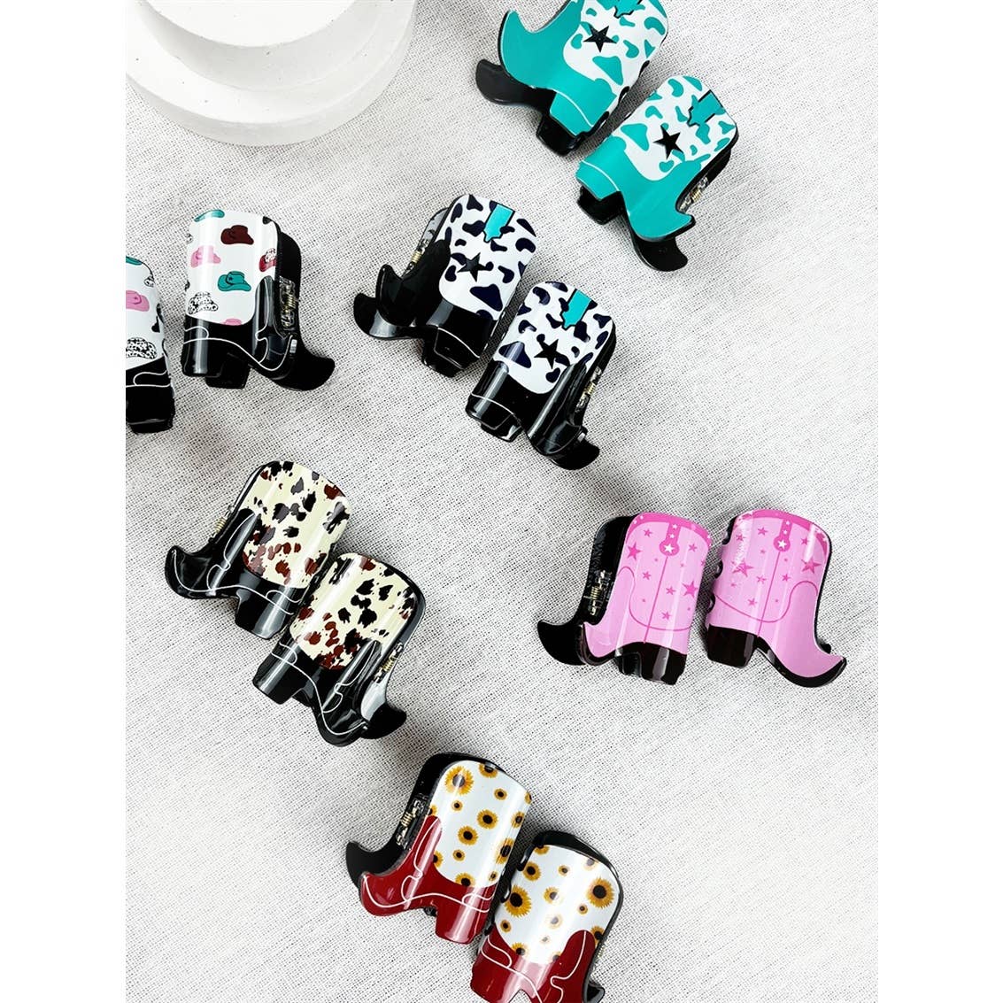 Mini Cowboy Boot Hair Claw Clip: MIX COLOR / ONE(12)