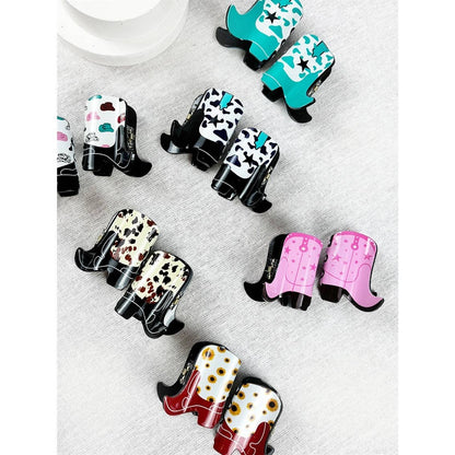 Mini Cowboy Boot Hair Claw Clip: MIX COLOR / ONE(12)
