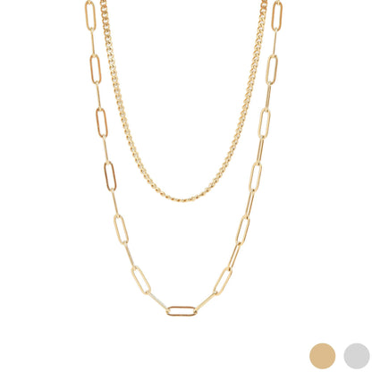 Layered Horizon Paperclip Necklace