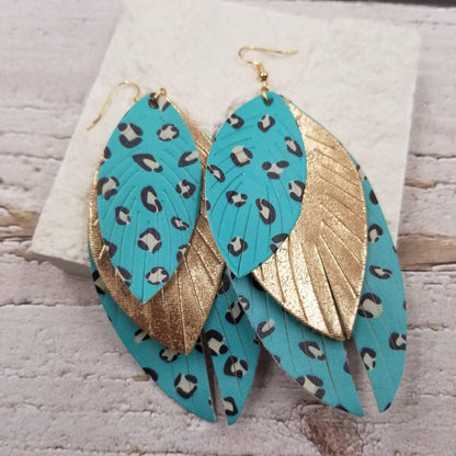 Leopard Three-ply Leaf Earrings