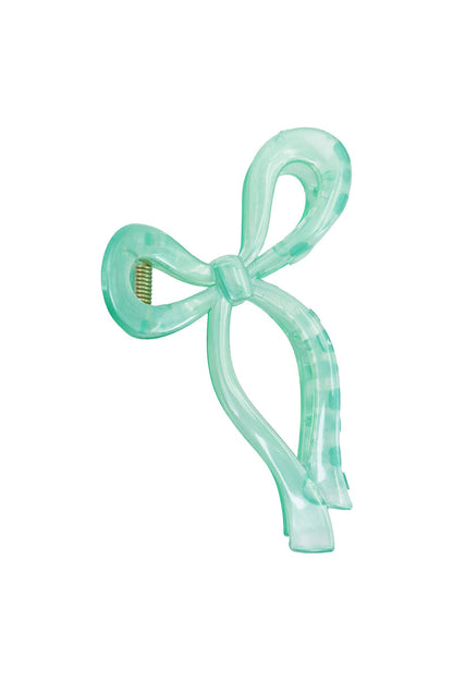 Pastel Jelly Clear Wavy Ribbon Bow Hair Claw: ASSORTED / ONE SIZE