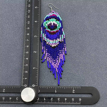Colored Seed Beads Fringe Earrings - SB