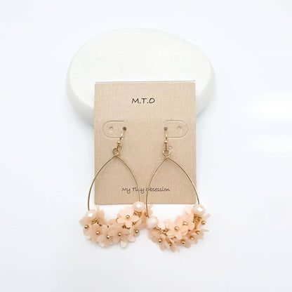Blush Floral Cluster Teardrop Earrings