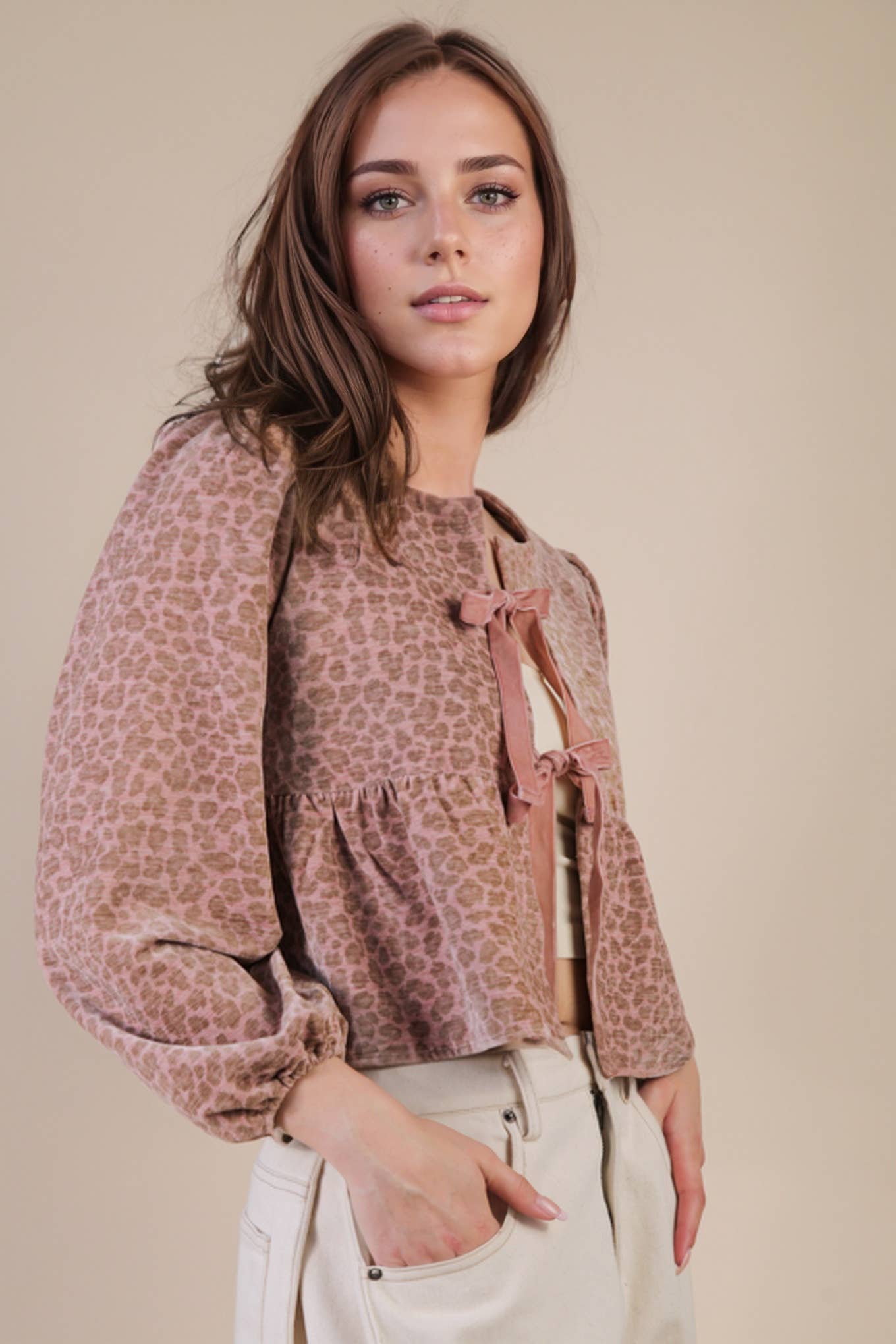 Little Miss Leopard Tie Top