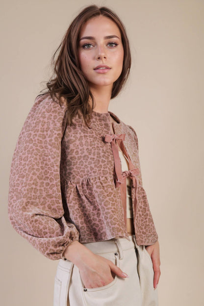 Little Miss Leopard Tie Top