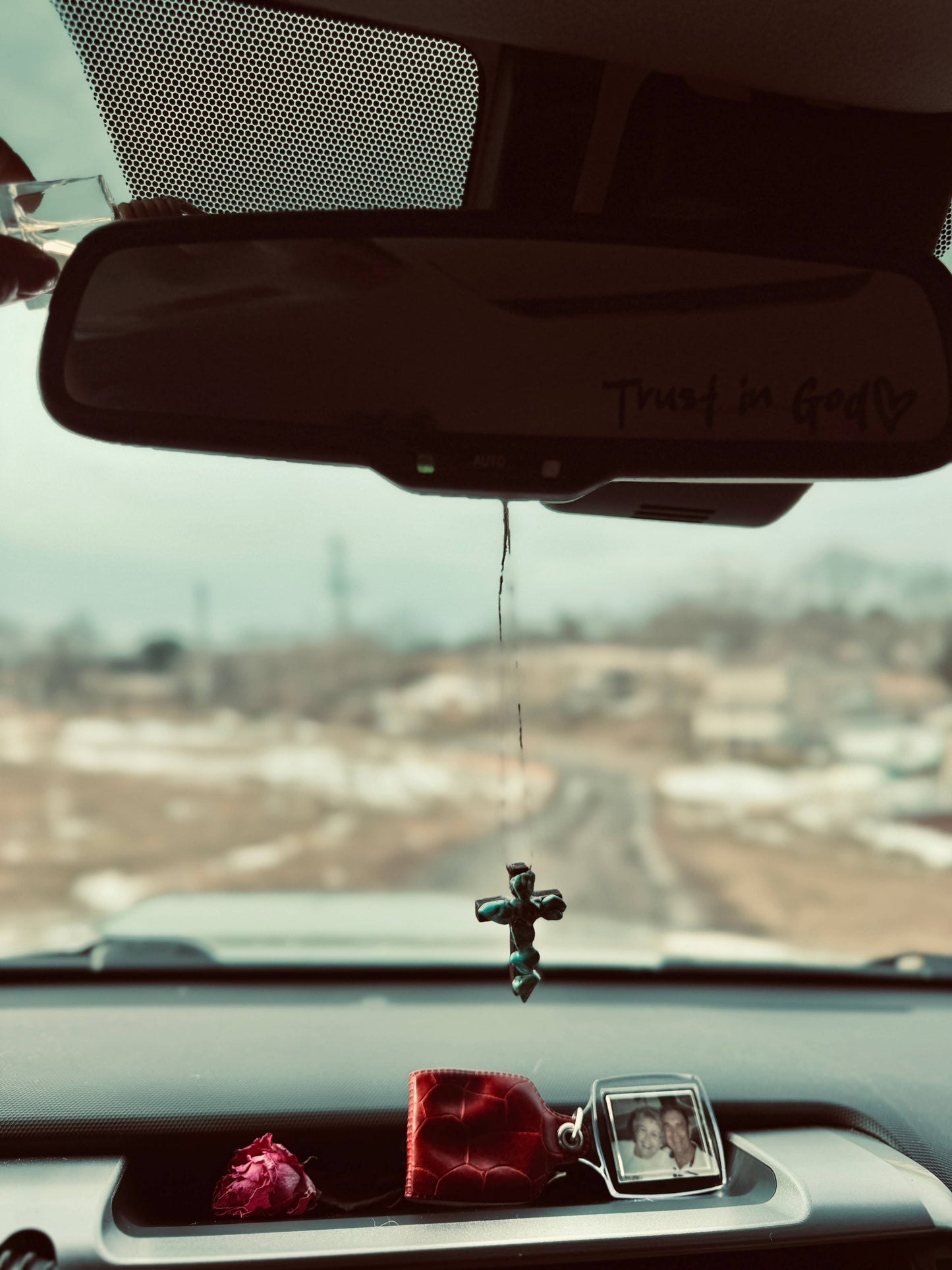 Rearview Mirror Turquoise Cross Charm: Default Title