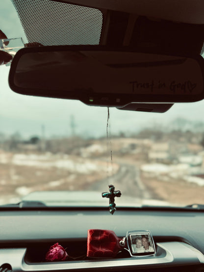 Rearview Mirror Turquoise Cross Charm: Default Title